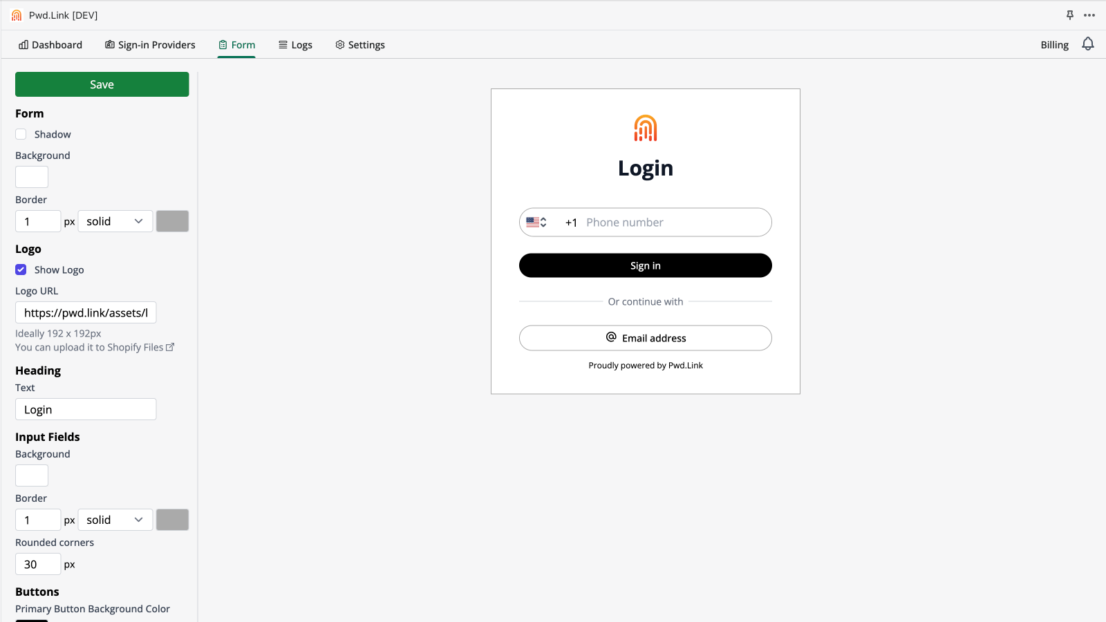 Você pode personalizar o design do formulário de login