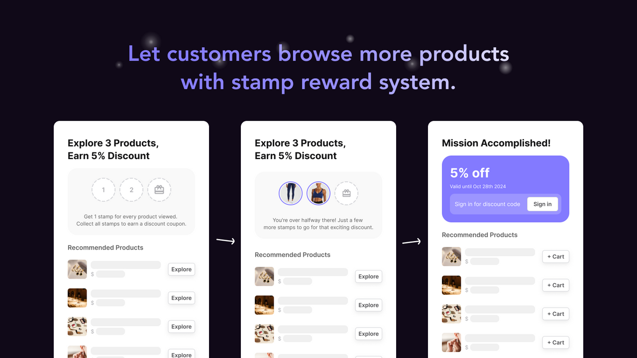 Let customers browse more products with stamp reward system.
