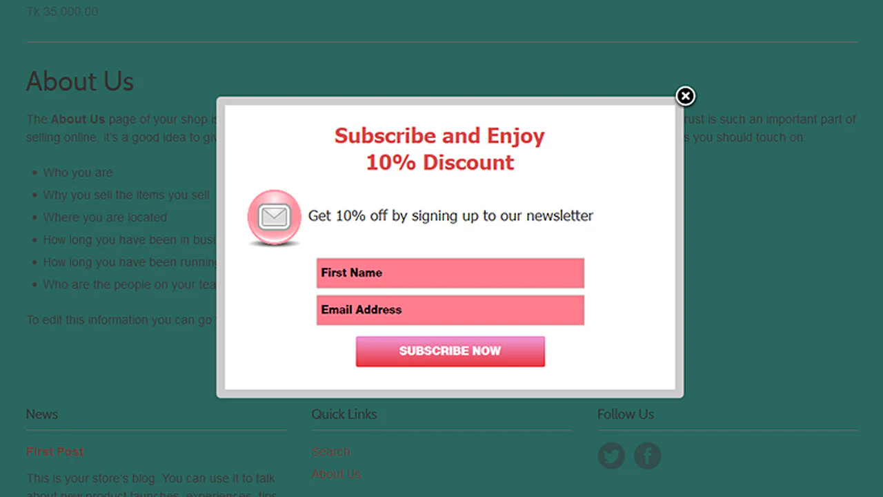 Popup de GetResponse con contenido personalizado