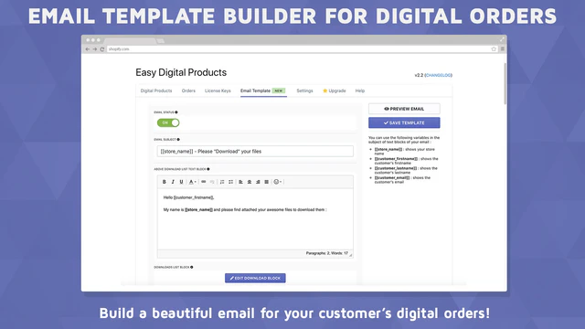 Construa belos e-mails para os pedidos digitais de seus clientes