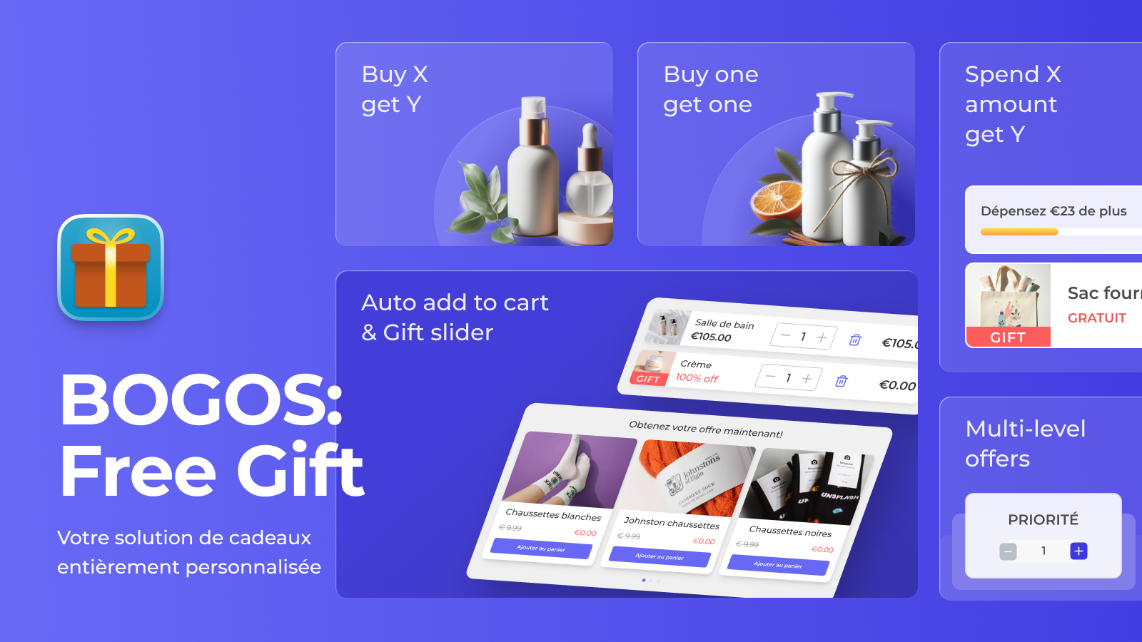 BOGOS: free gifts, Buy X Get Y, BOGO, Gift with purchase, b1g1