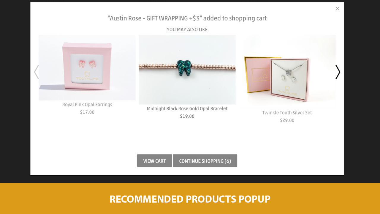 aanbevolen product pop-up