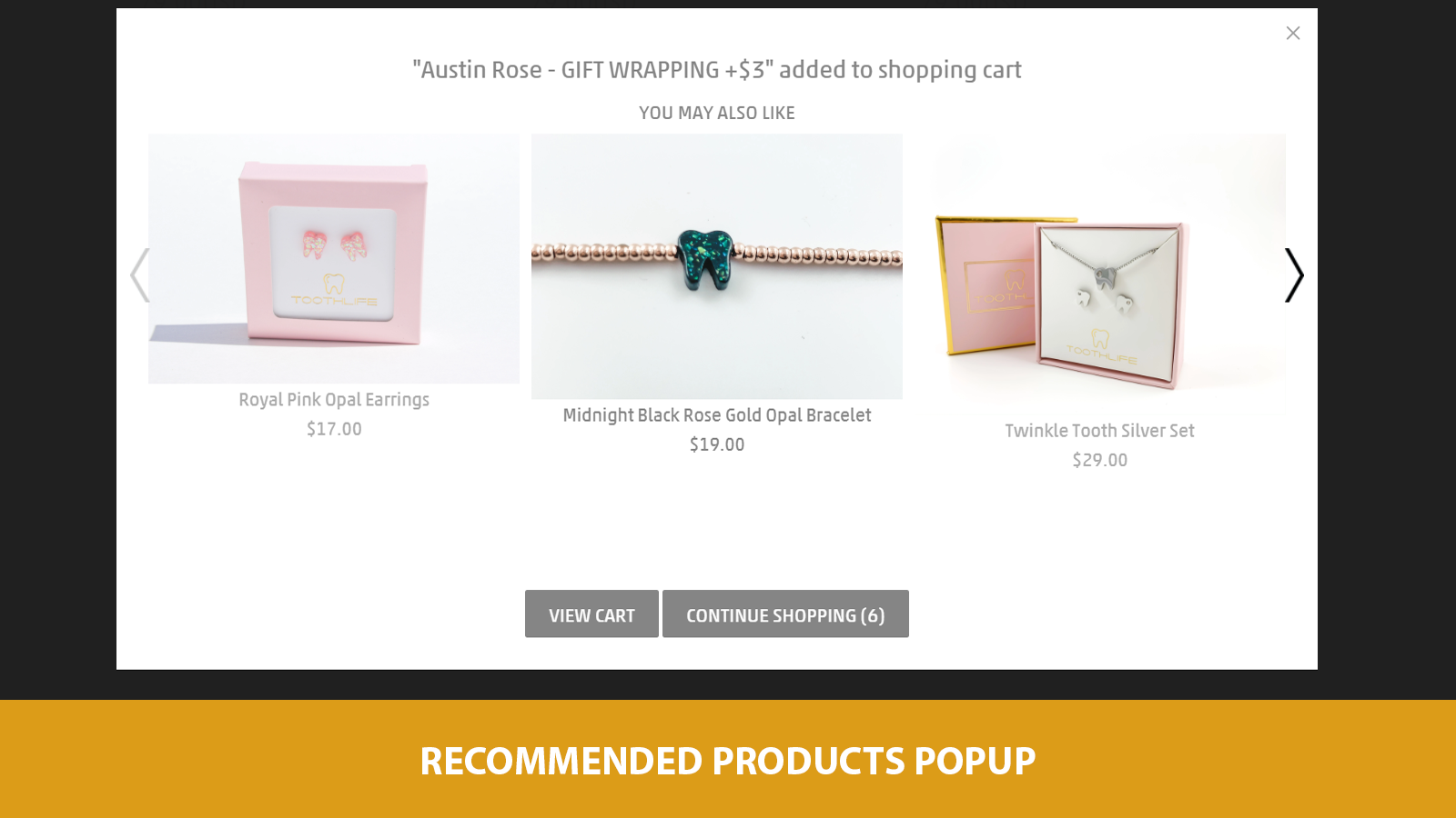 aanbevolen product pop-up