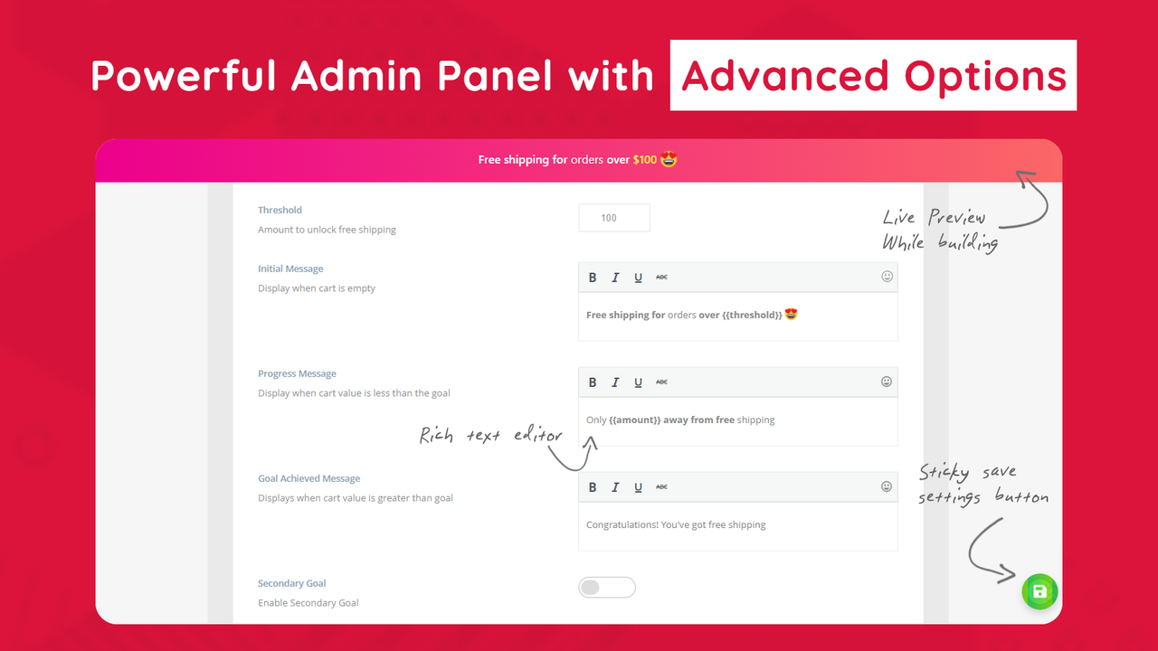 Powerful Admin Panel with Advanced Options