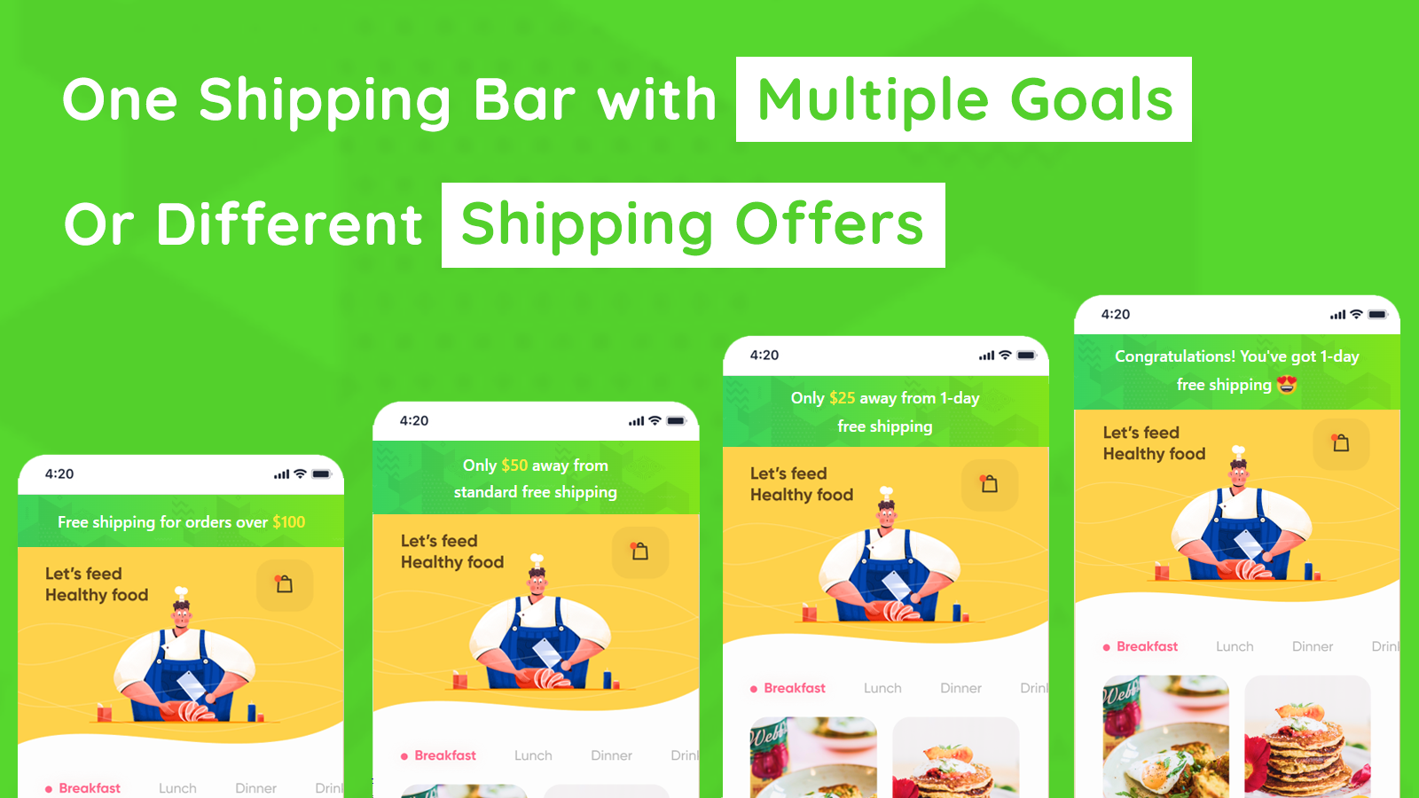 One shipping bar with multiple goal or different shipping bars