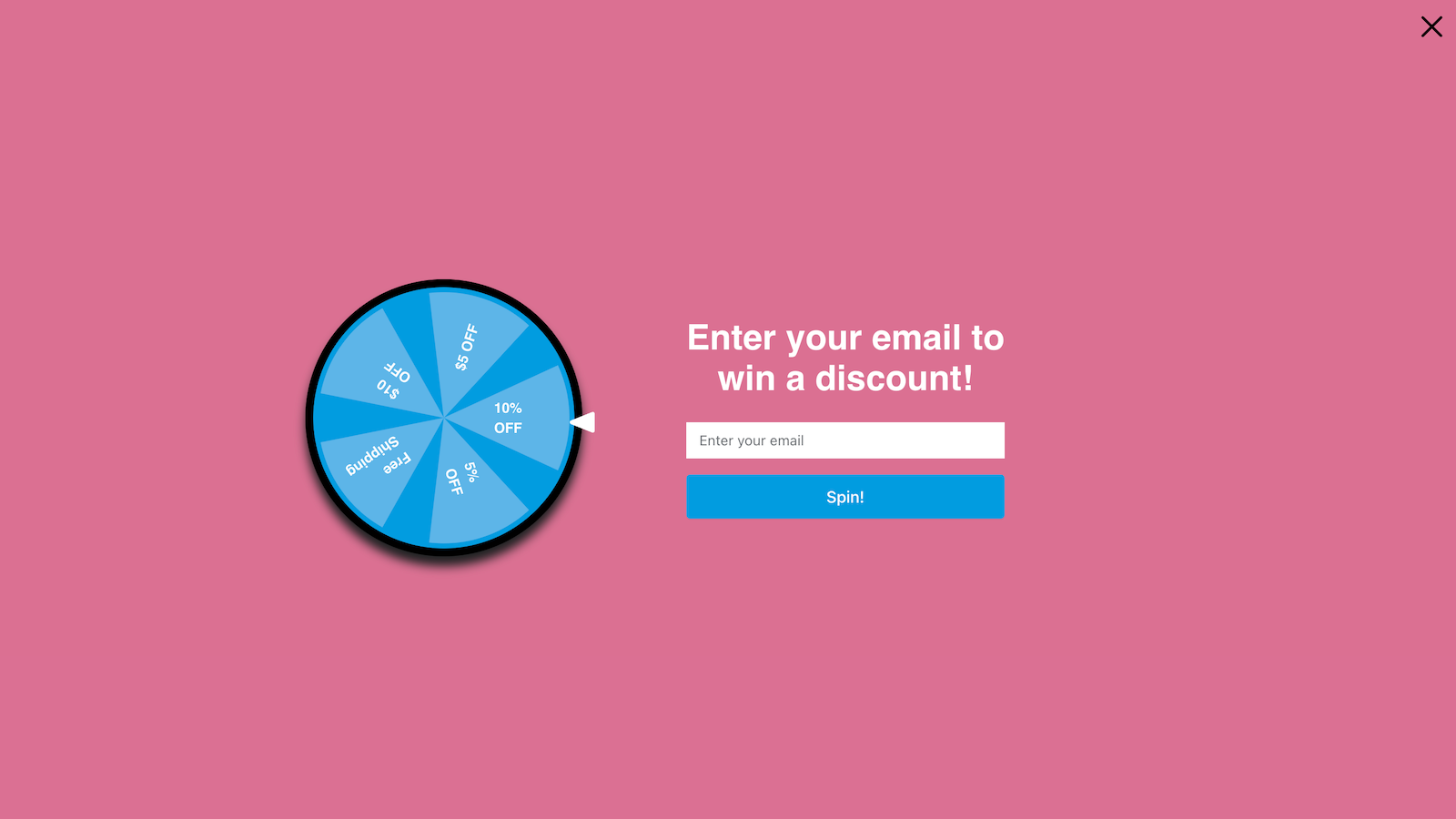 Spin Wheel Email & SMS Contact Capture Form