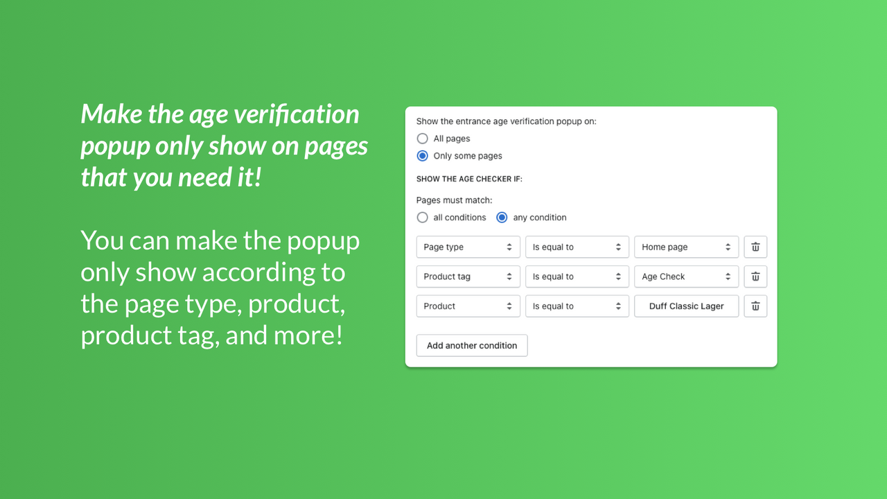 Mostre o popup de verificação de idade apenas nas páginas que você precisa