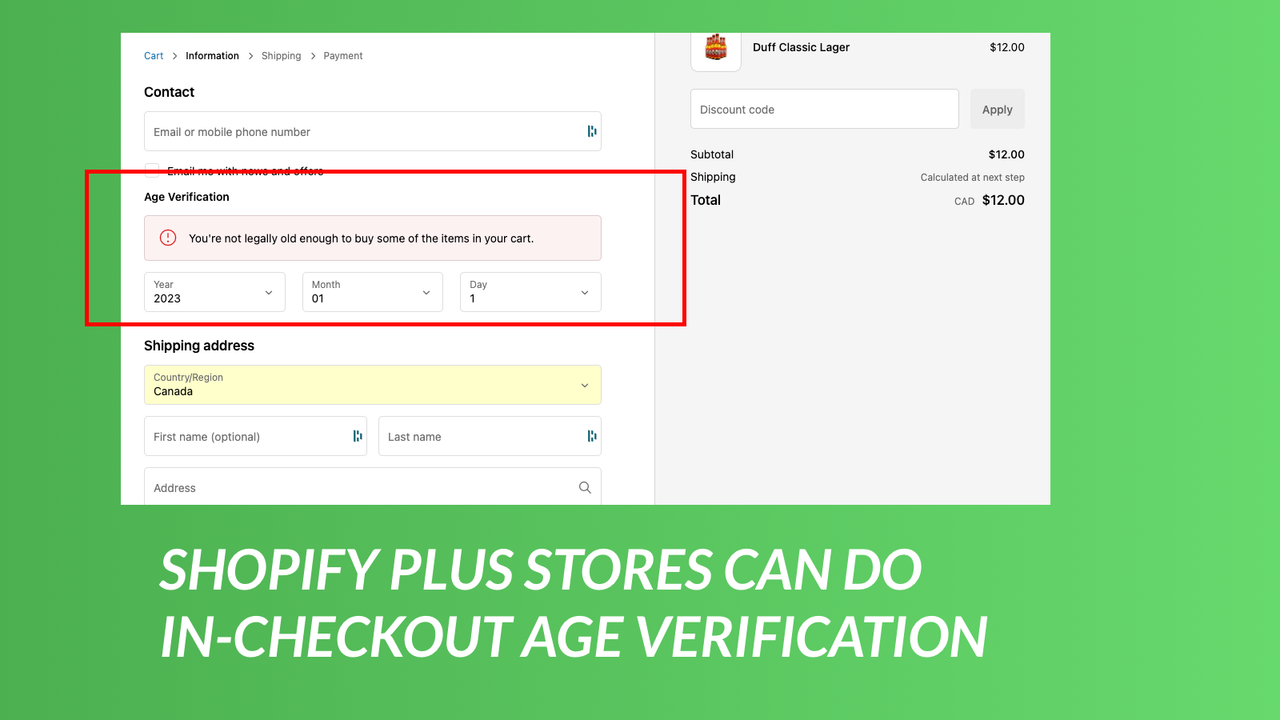 Verificação de idade Shopify Plus