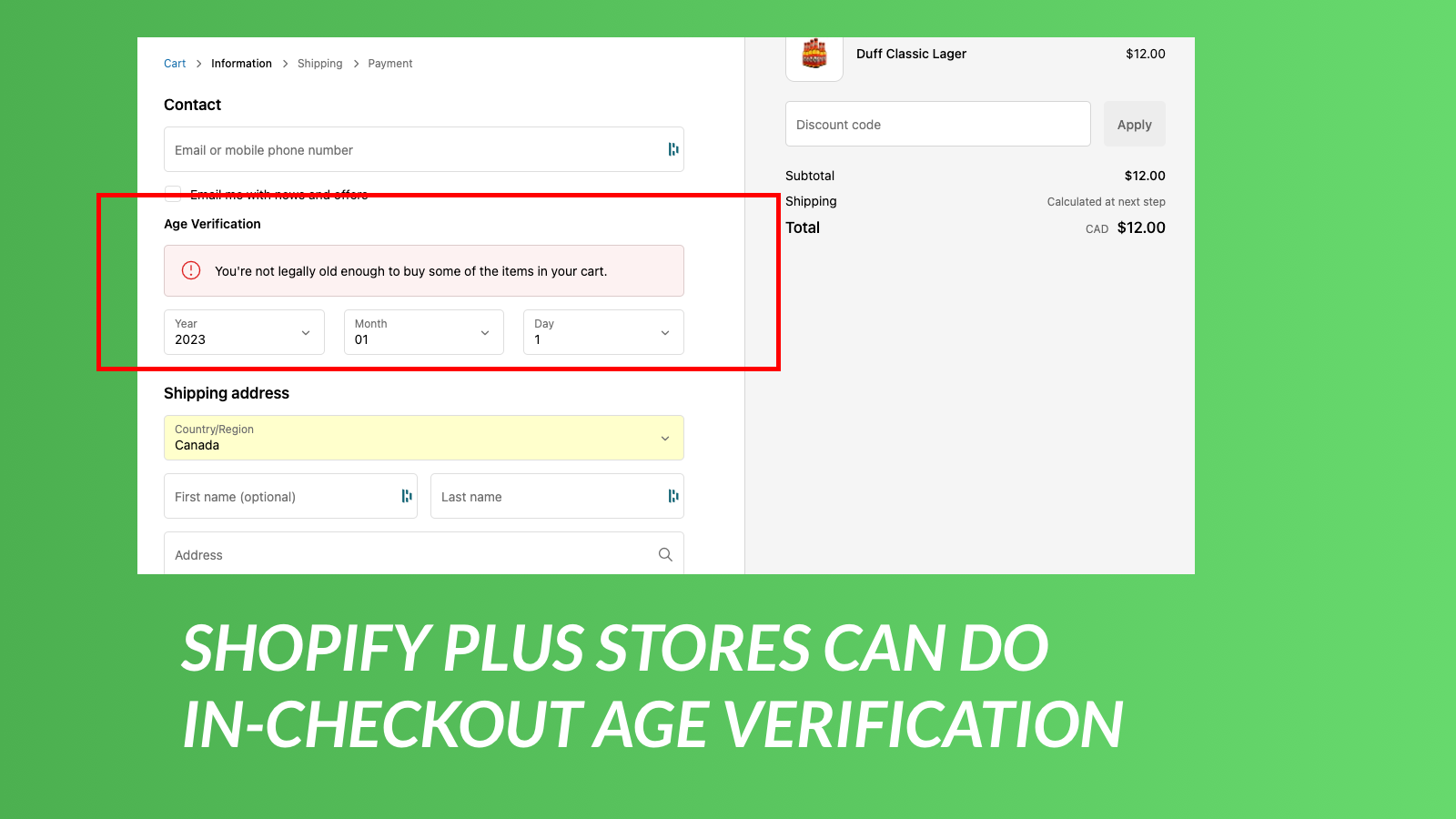 Shopify Plus åldersverifiering