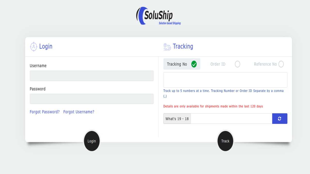 Soluship Login Page