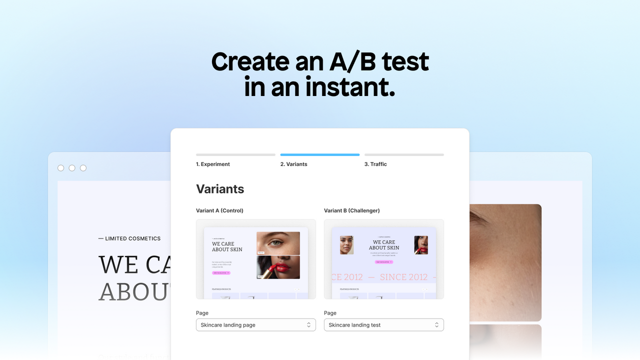 Create an A/B test in an instant