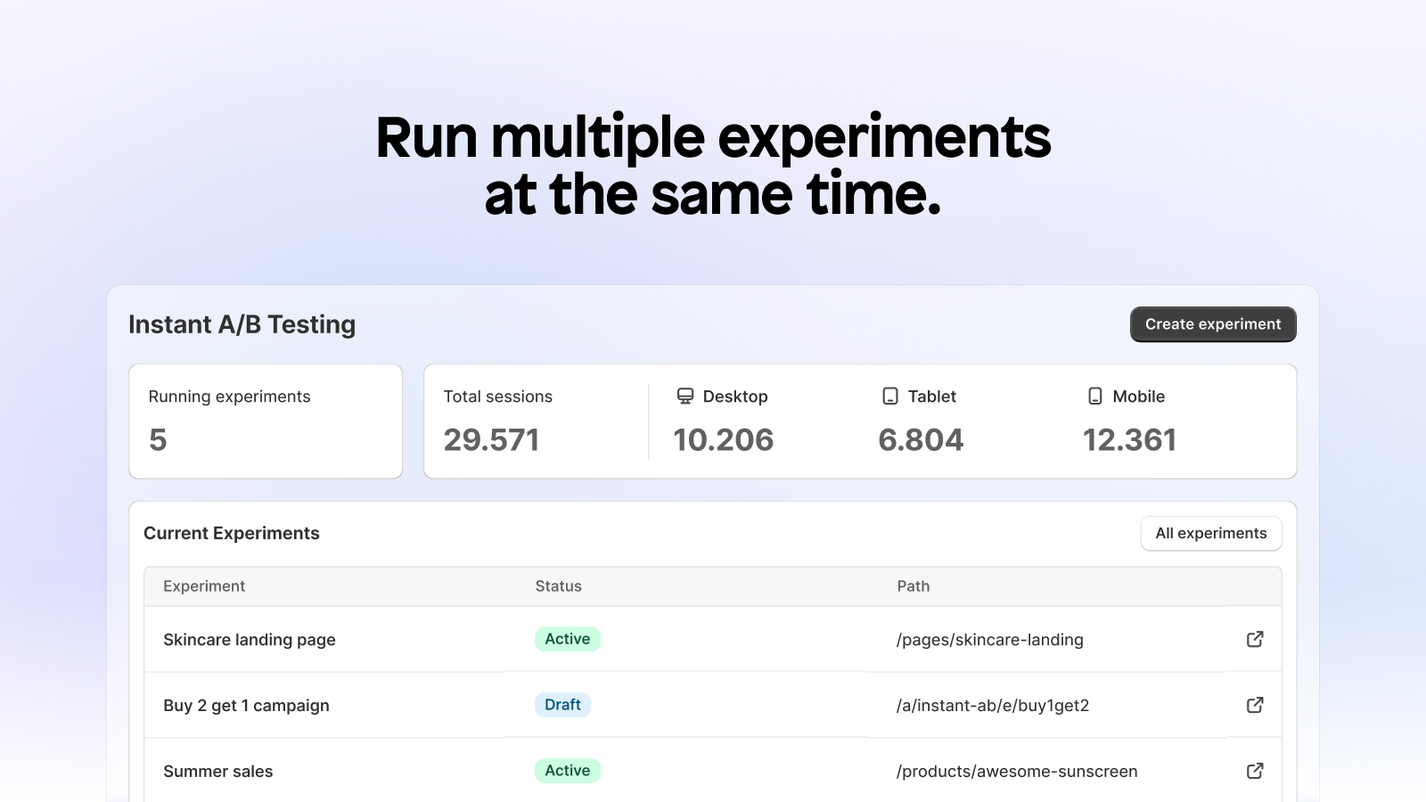 Run multiple experiments at the same time
