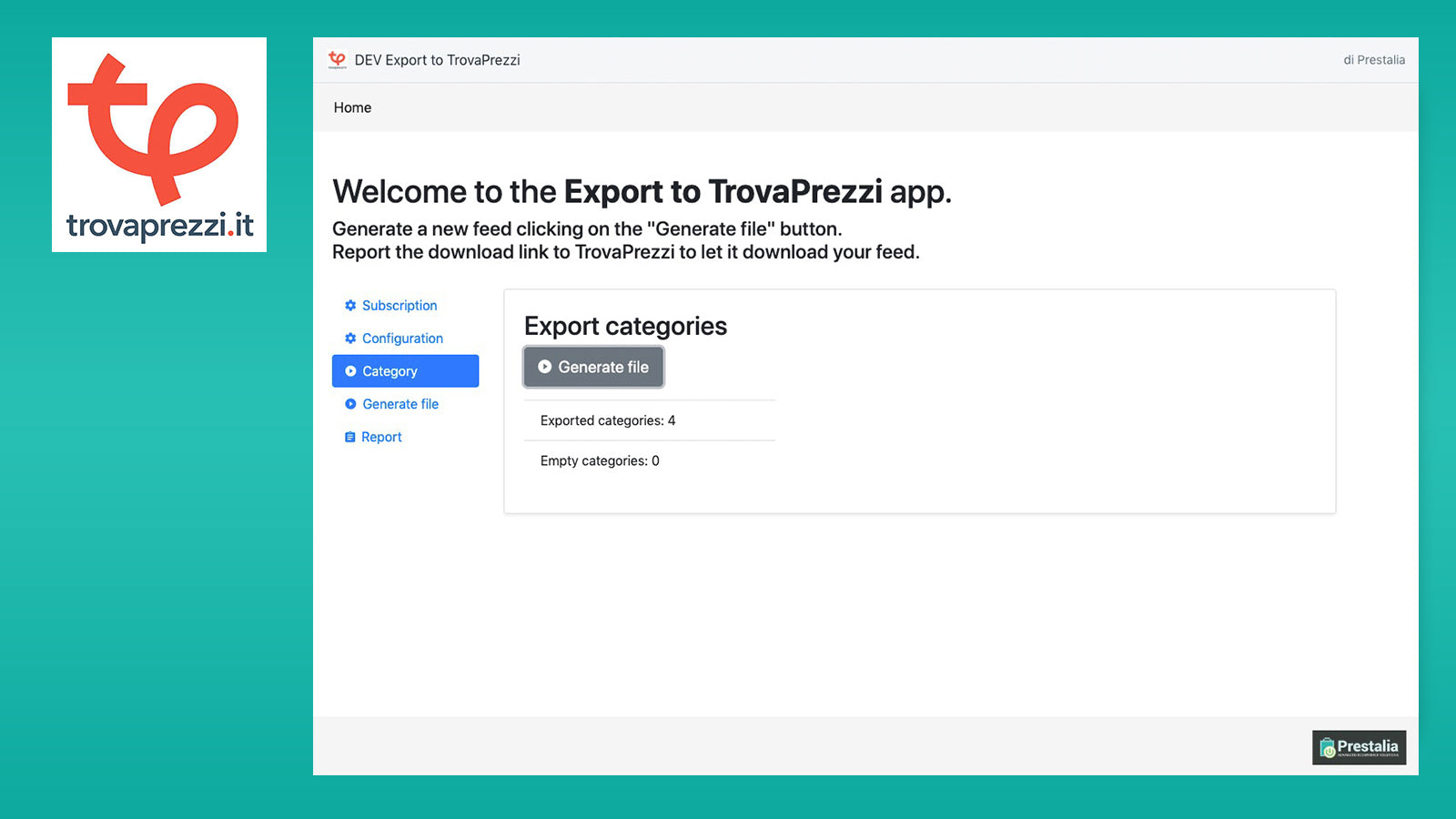 Prestalia TrovaPrezzi export Screenshot