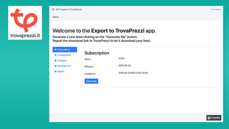 Prestalia TrovaPrezzi export Screenshot