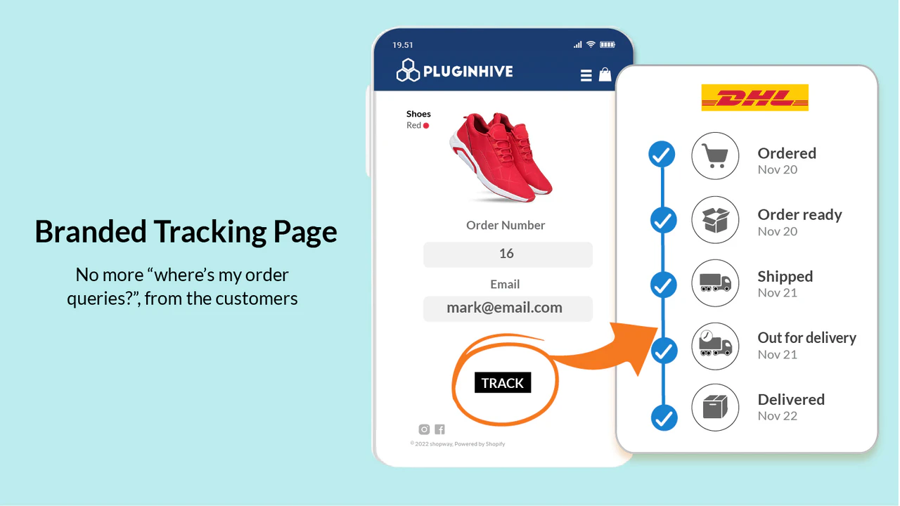 Merkgebonden Trackingpagina om klant bestellingen in real-time te laten volgen.