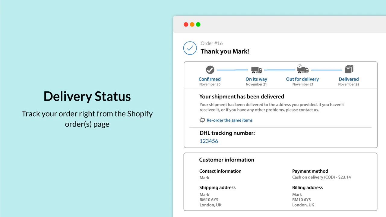 Let your customers track their orders within Shopify