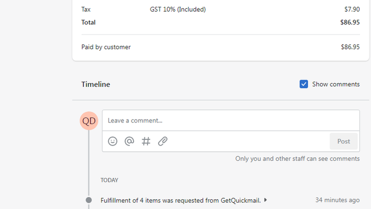 GetQuickmail Fulfillment Screenshot