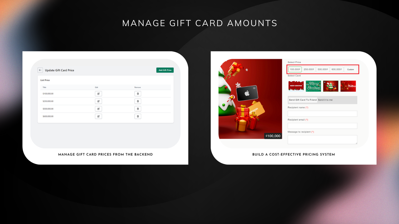 Manage Gift Card Amounts