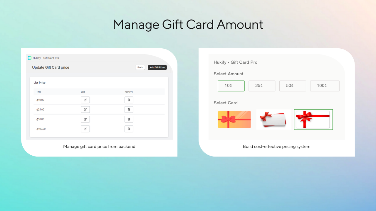 Manage Gift Card Amount