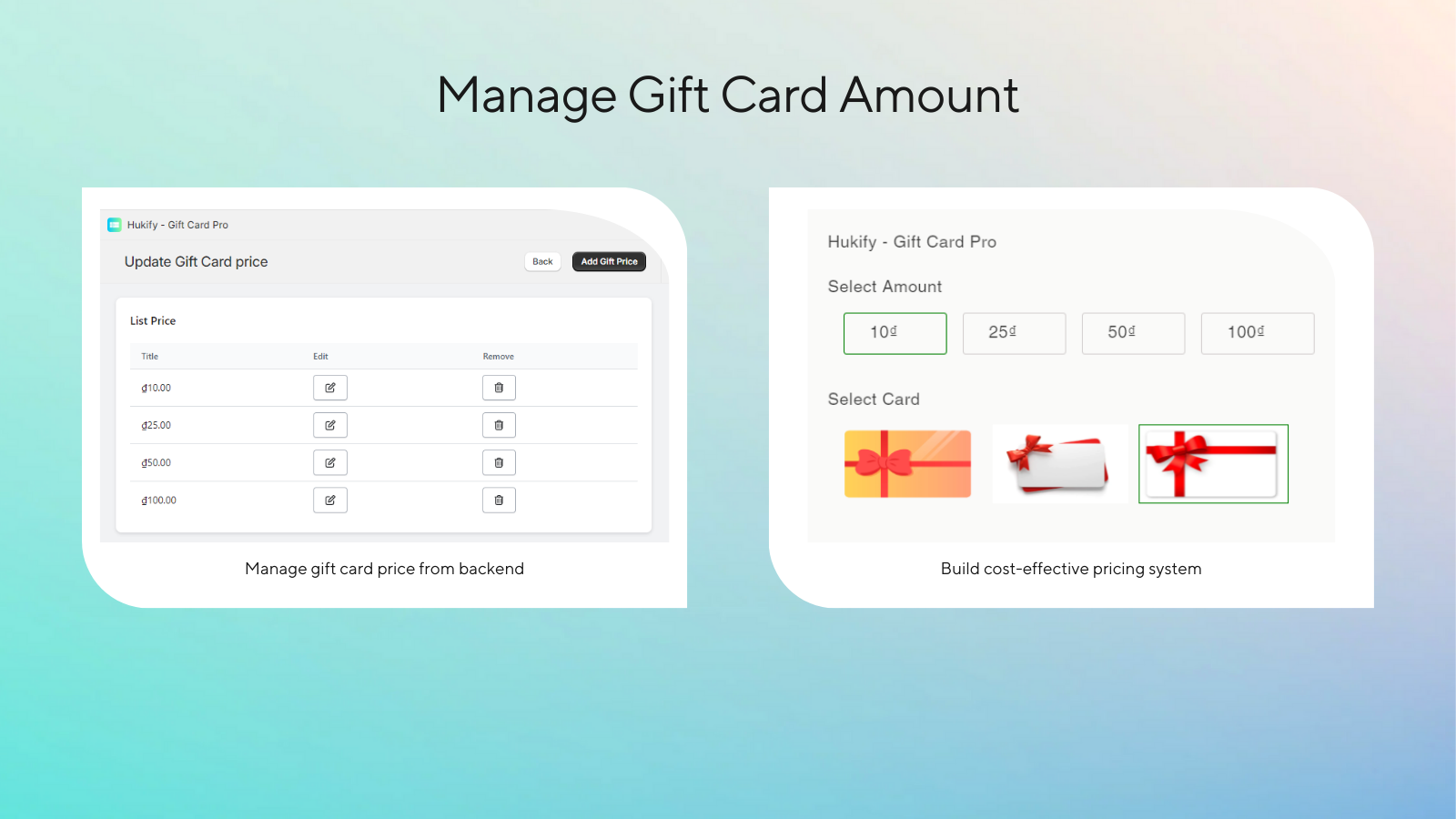Manage Gift Card Amount