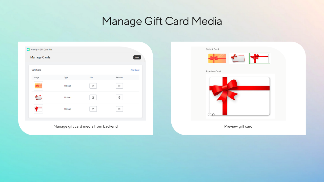 Manage Gift Card Media