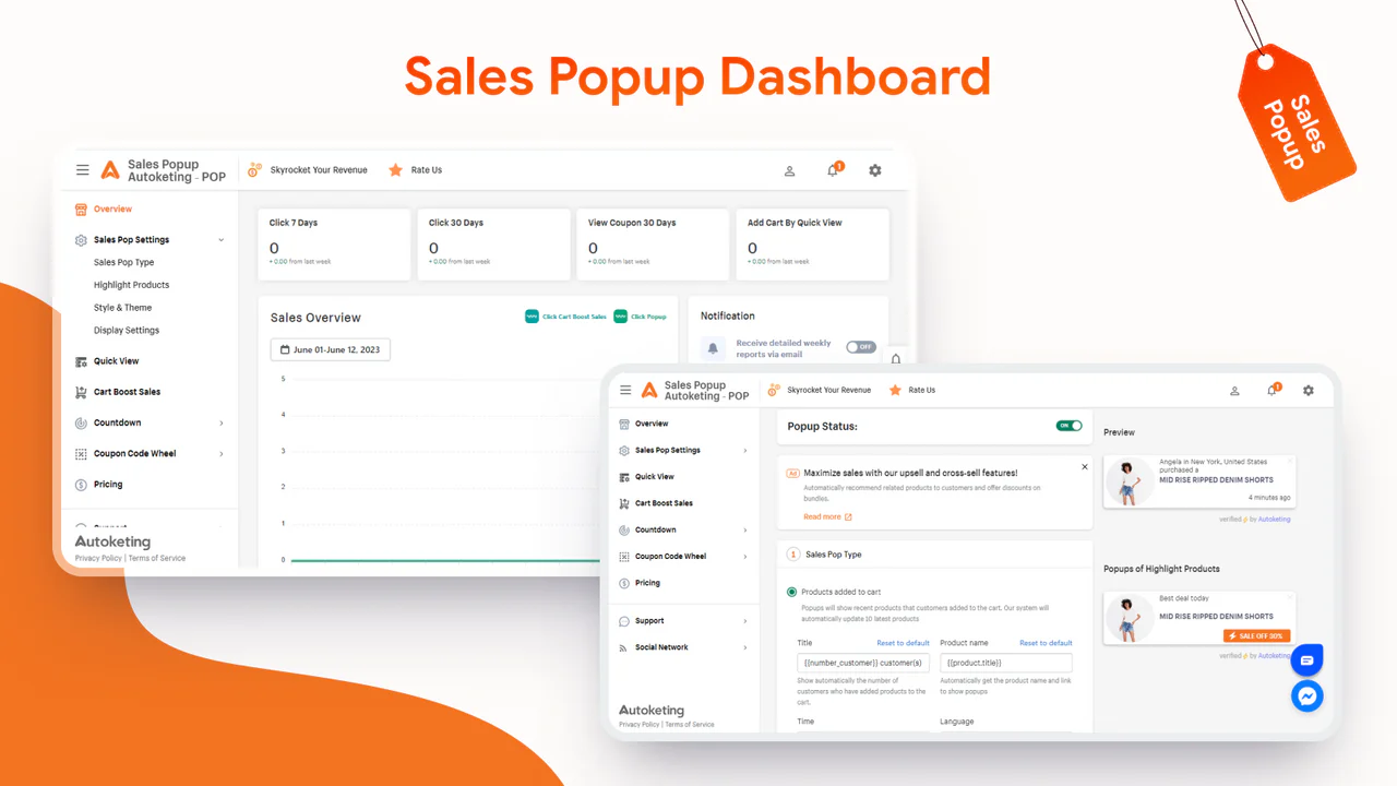 Sales popup dashboard