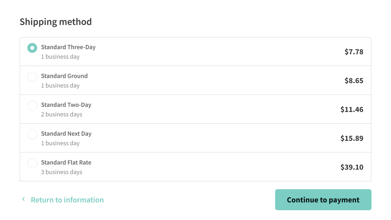 Controllable in-cart rates