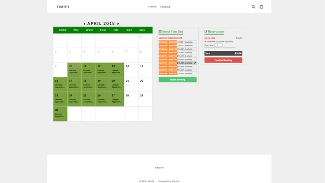 Reserve time slot in front end