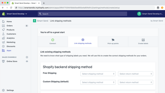 Setup what shipping method to use for shipping labels