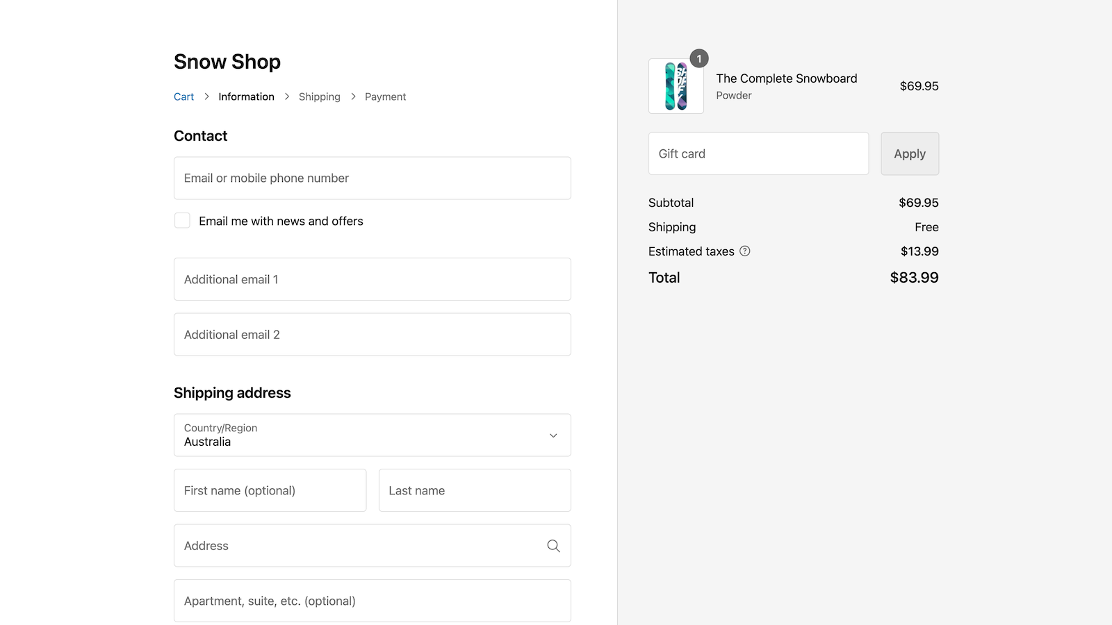 Checkout UI-Erweiterung für Shopify Plus Stores