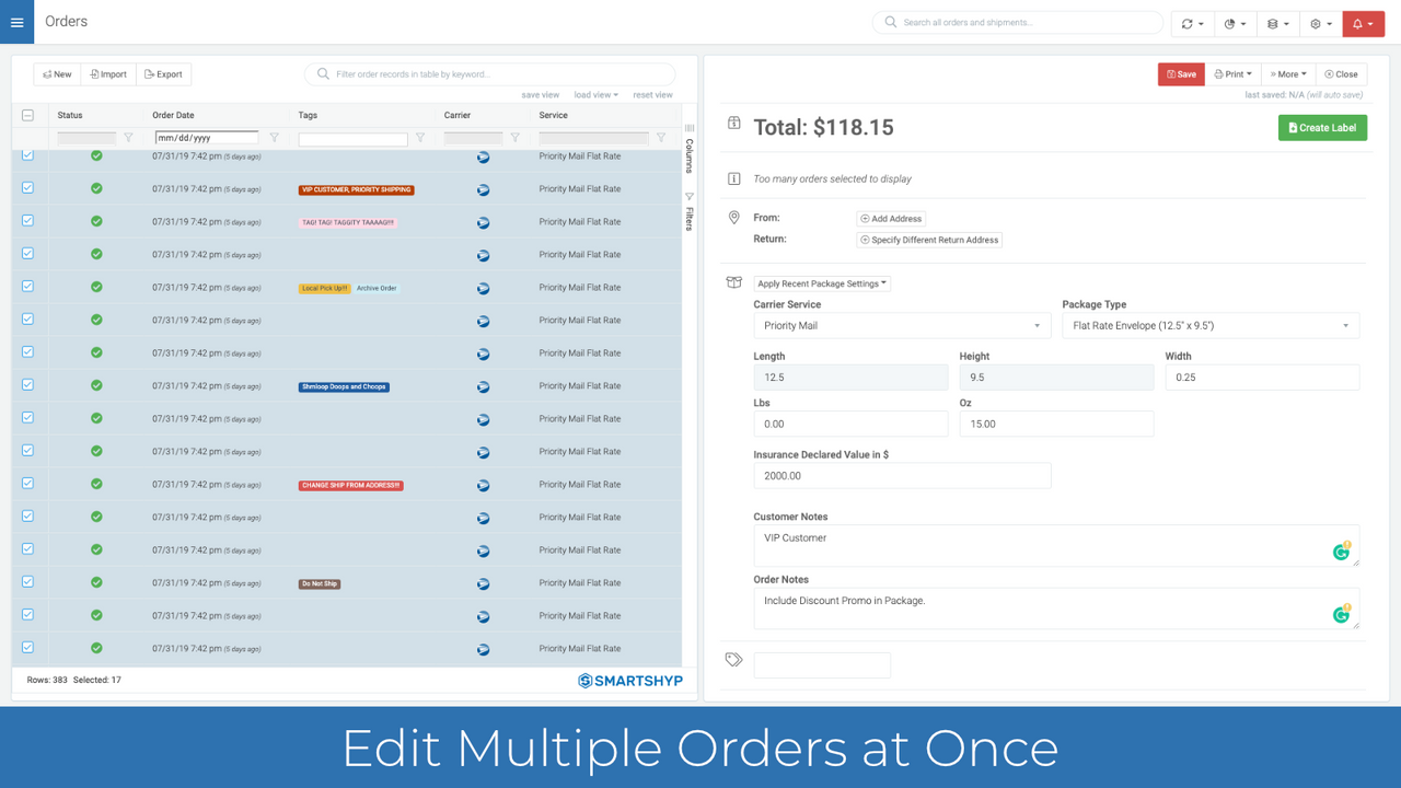 Modifiez plusieurs commandes Shopify à la fois.