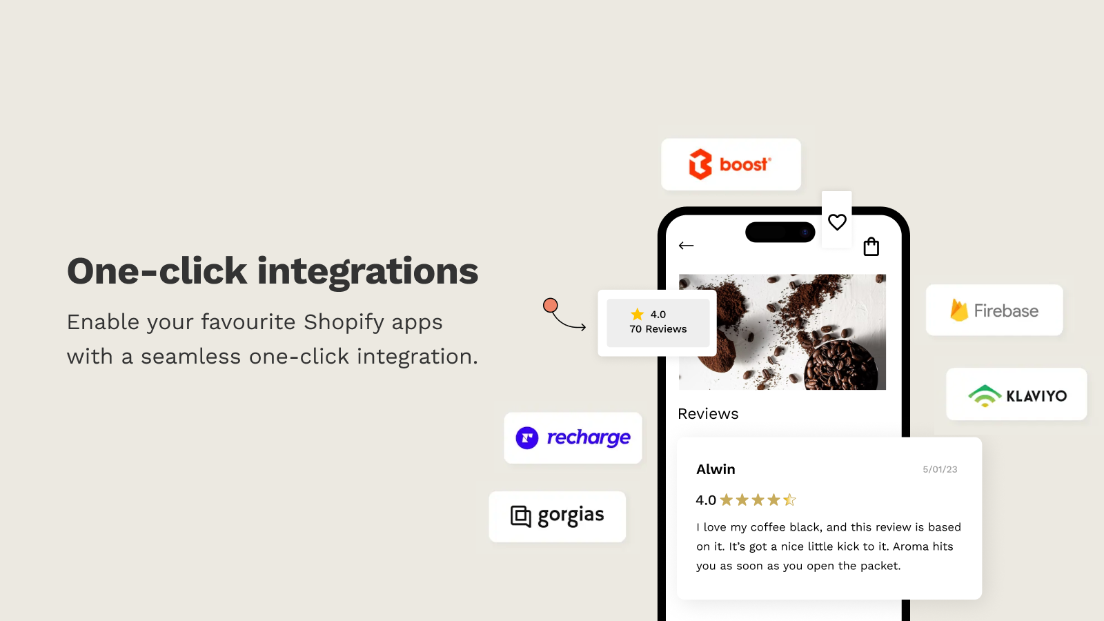 Seamless one-click integration with Shopify apps