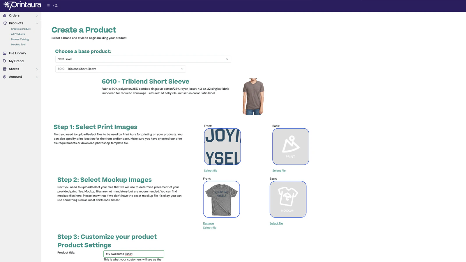 Product creation interface