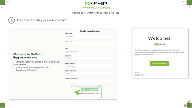 Create a GoShip Account