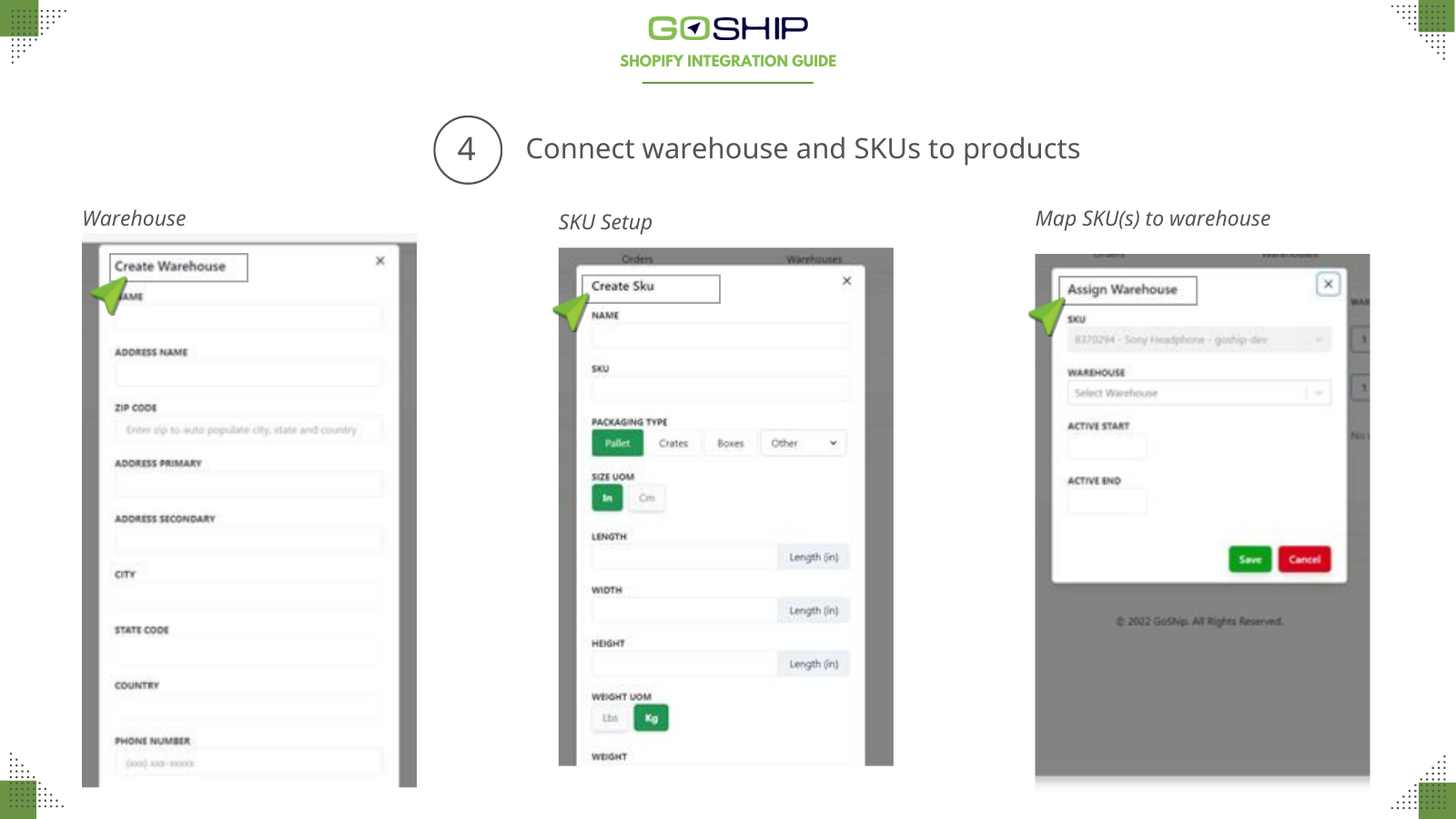 Setup SKUs and Warehouses then Connect