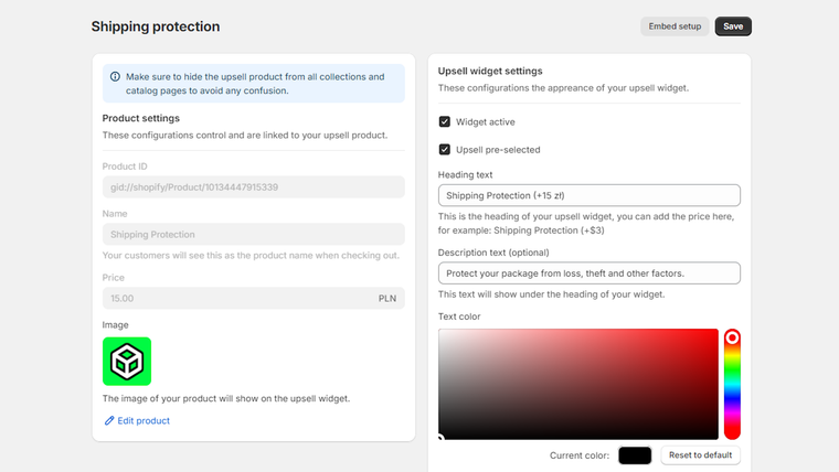 ETP Shipping Protection Upsell Screenshot