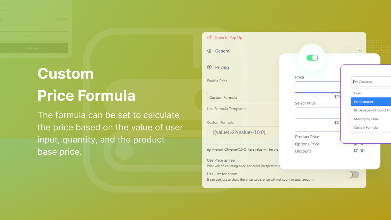 Formules de tarification personnalisées et frais supplémentaires