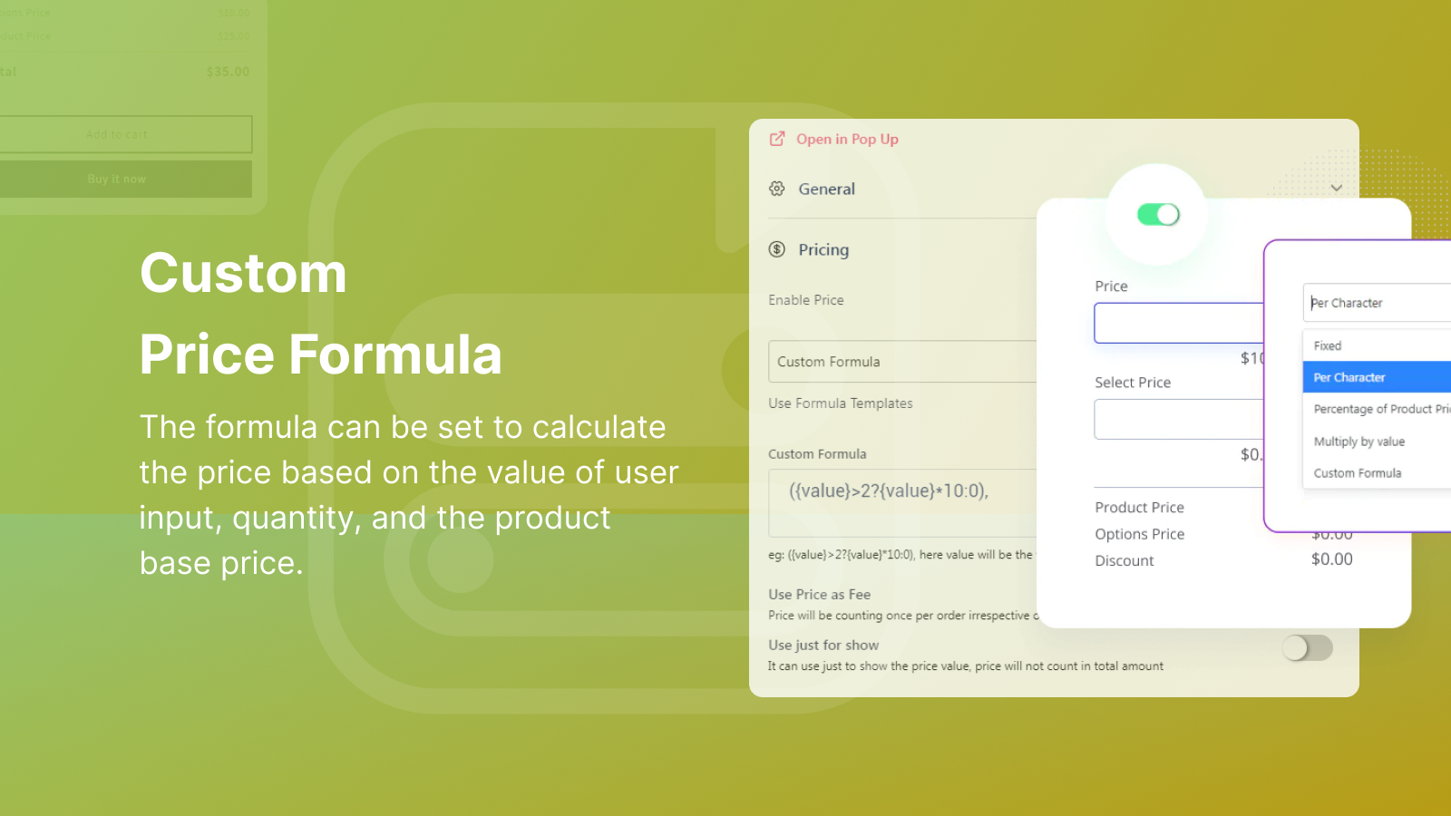 Custom Pricing Formulas & Extra Charges