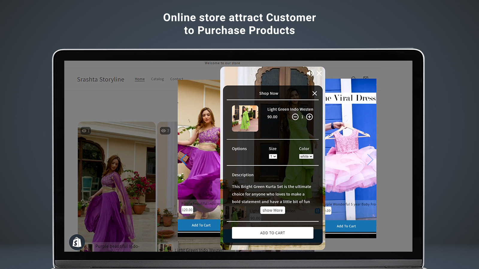 Online butik tiltrækker kunde til at købe Produkter