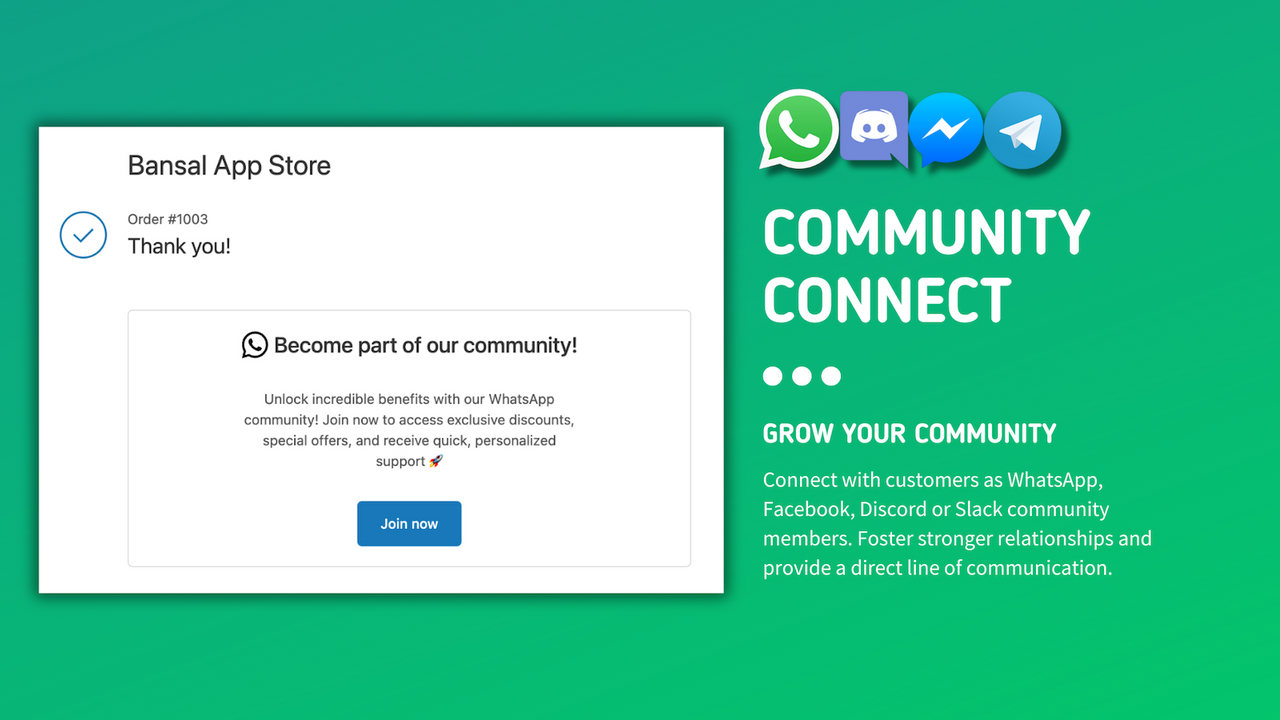 Community connect, utveckla din WhatsApp, Facebook, Slack-community