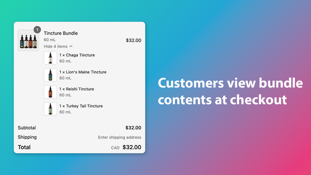 Customers view bundle contents at checkout