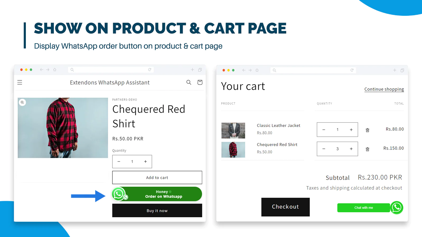 Enable Order on WhatsApp button on Cart Page