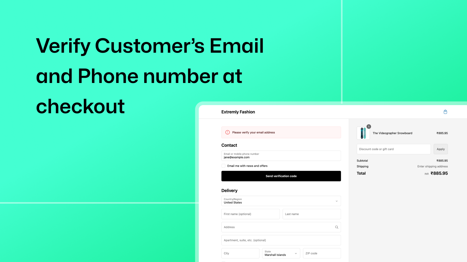 Verifique o telefone e e-mail do cliente no checkout com Checkfence