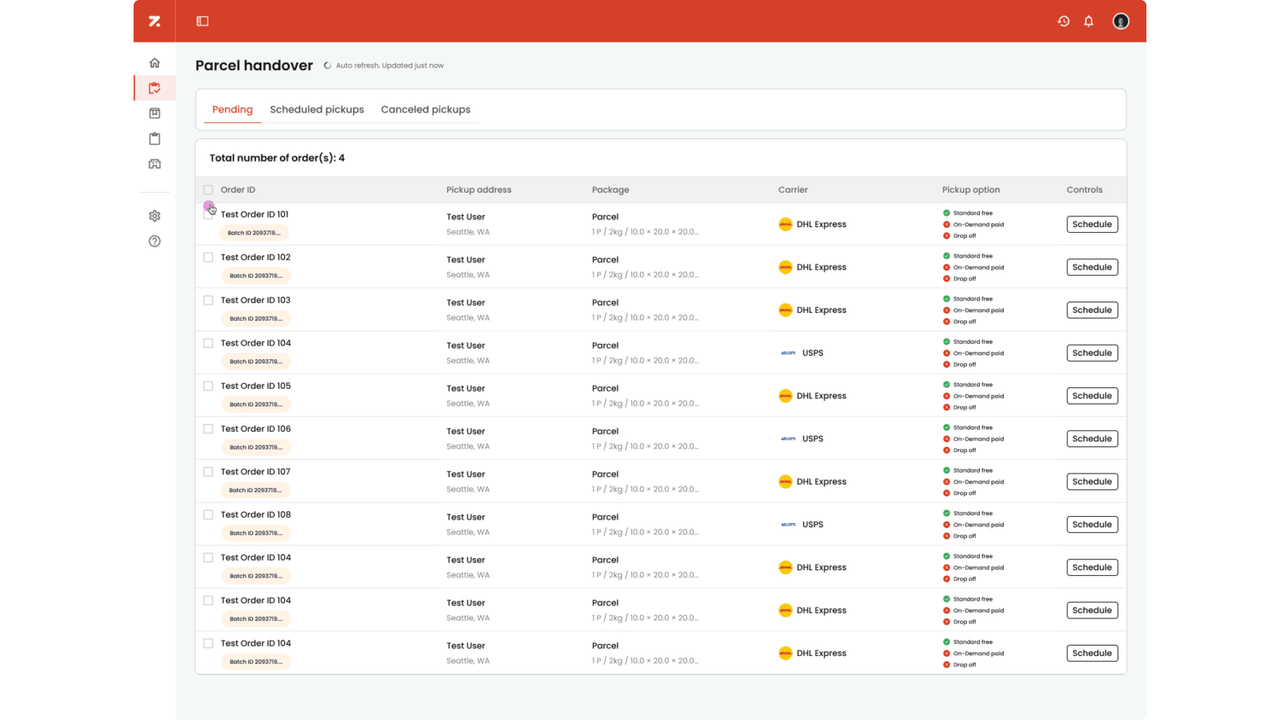 Schedule and track pickups with major global carriers