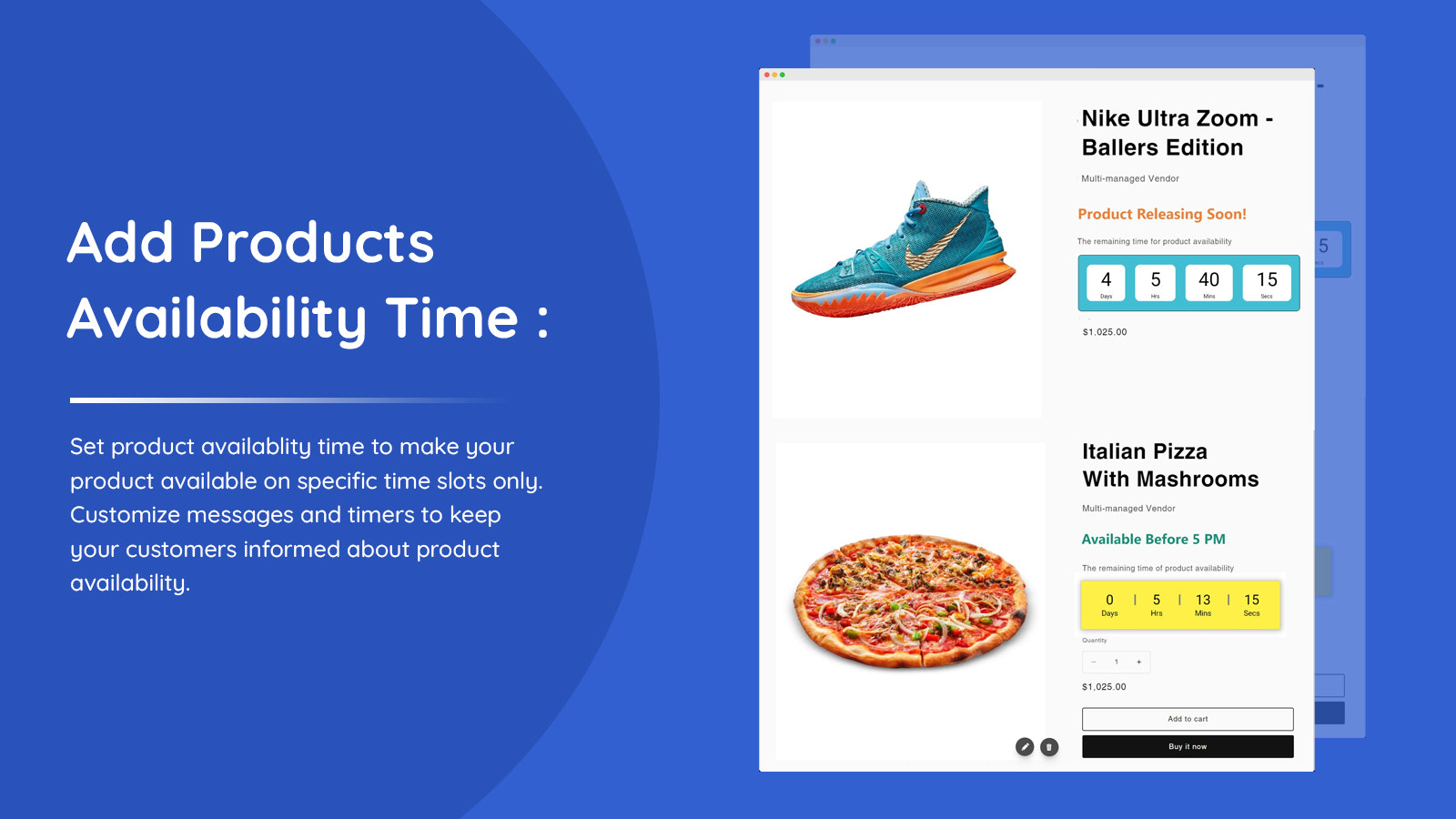Add Products Availability Time on Shopify store