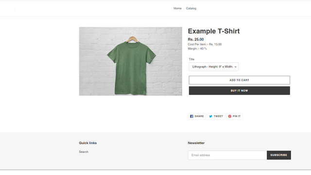 Frontend page to display cost per item & margin of product