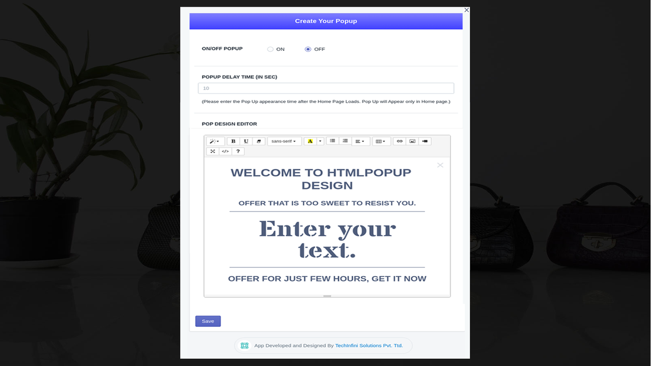 backend de html popup