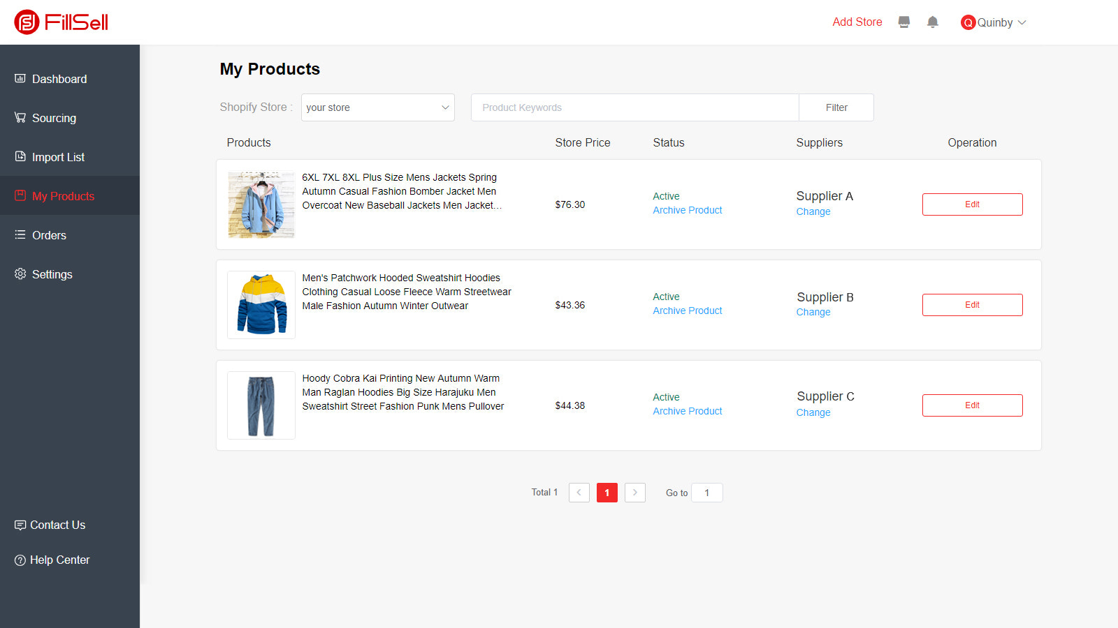 Se alle produkter skubbet til din Shopify