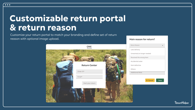 Self service customize return portal ＆customize return reason