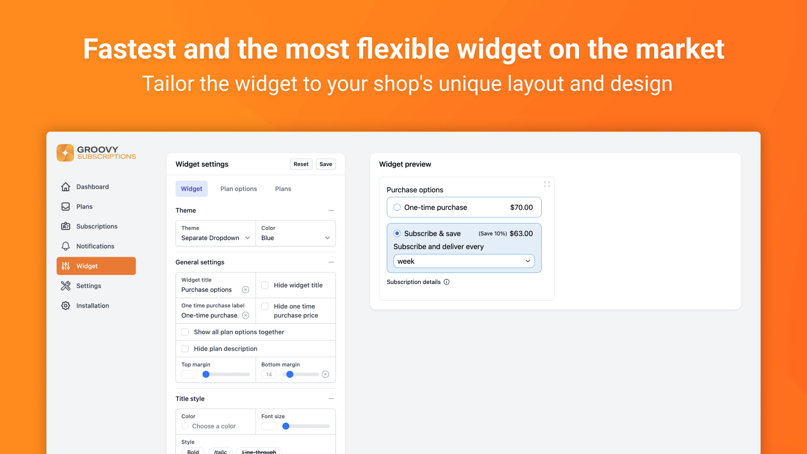 Fastest and the most flexible widget on the market